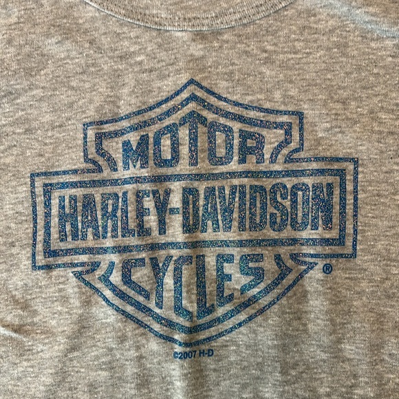 Harley Davidson women’s tshirt size 2x, grey and blue glitter - Picture 2 of 5